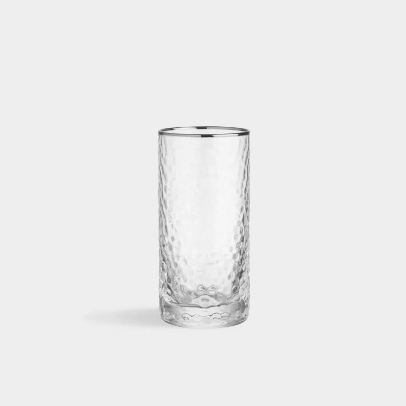 Стакан, 300 мл, с серебристым кантом, Ripply silver