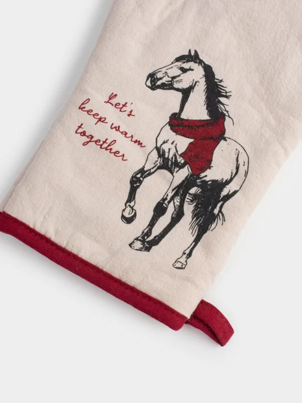 Прихватка-варежка, 18x30 см, хлопок, Horse in scarf, image-3