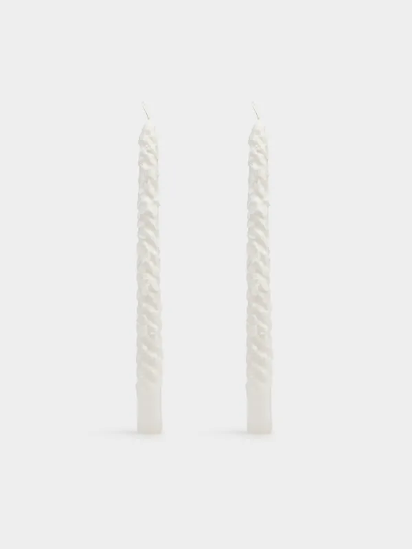 Свеча, 25 см, 2 шт, тонкая, Застывший снег, Snowy candle, image-0