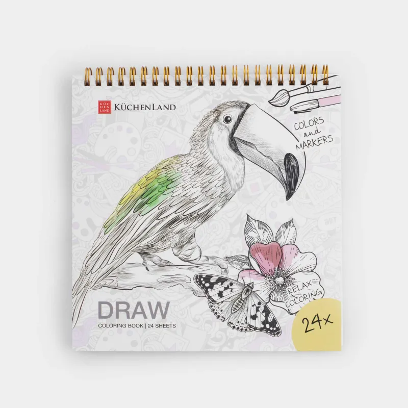 Альбом для раскрашивания, 21х21 см, 24 листа, на кольцах, Животные, Draw creative