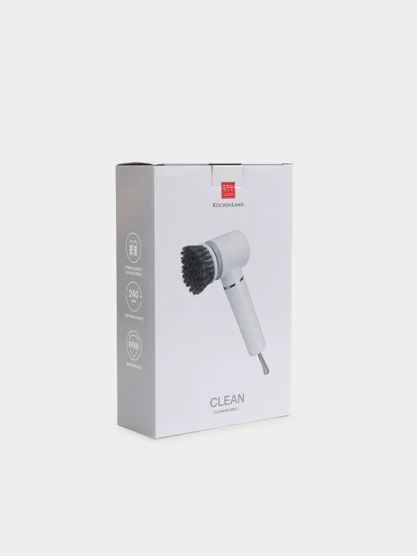 Щетка для уборки, 19 см, 2 насадки, электрическая, Clean, image-4