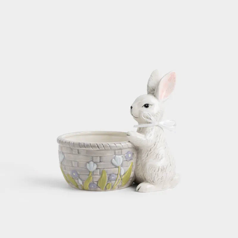 Конфетница, 22х20 см, Кролик с корзиной в цветах, Easter