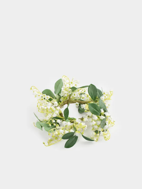 Венок декоративный, 26 см, Белые ландыши, May-lily, image-1