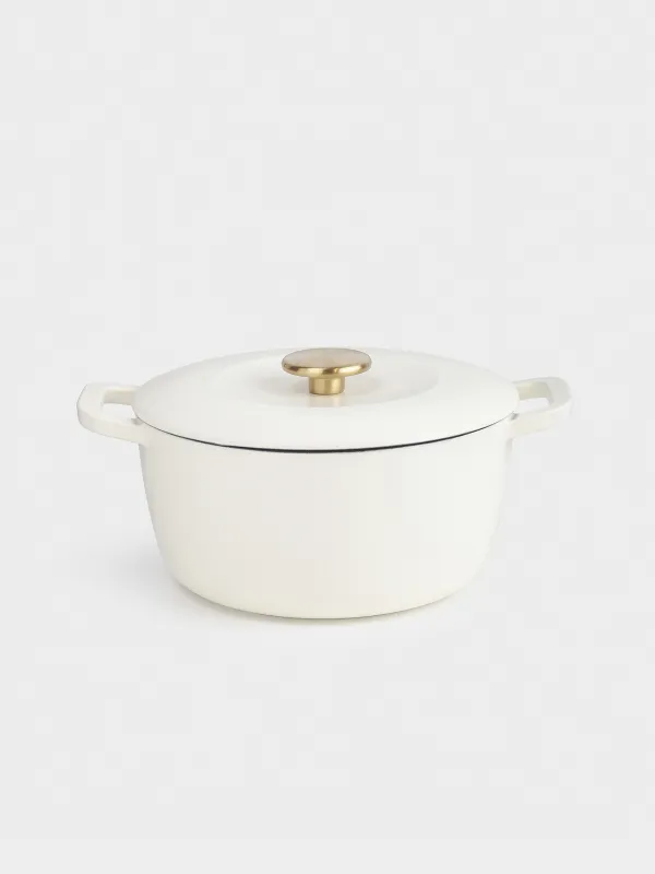 Казан, 24 см, 4,5 л, с крышкой, чугун, молочный, Light kitchen, image-0