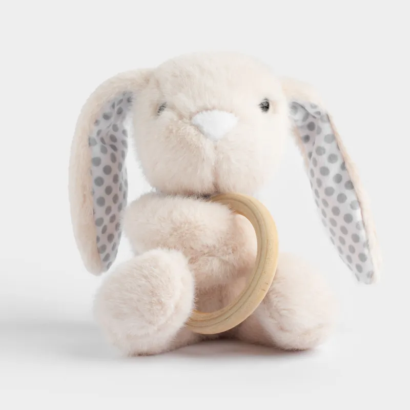 Игрушка-погремушка, 23 см, мягкая, Зайка с кольцом, Rabbit, image-0