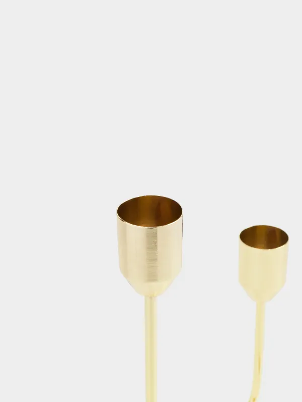 Подсвечник, 22 см, для тонких свечей, Twist gold, image-2