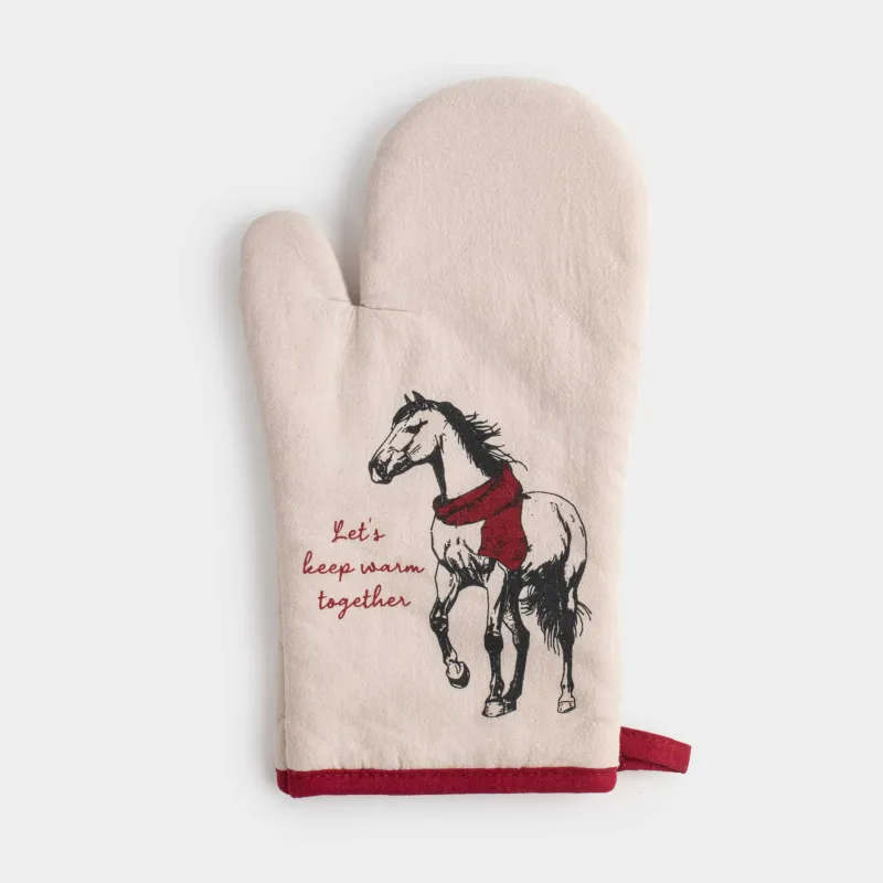 Прихватка-варежка, 18x30 см, хлопок, Horse in scarf
