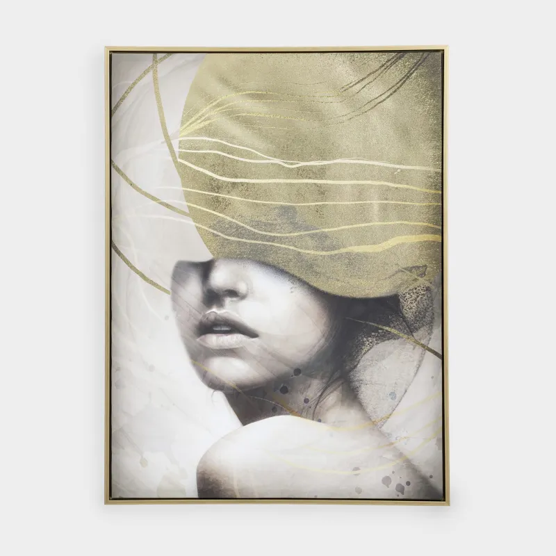 Картина в раме, 75х100 см, холст, золотисто-коричневая, Девушка, Abstract