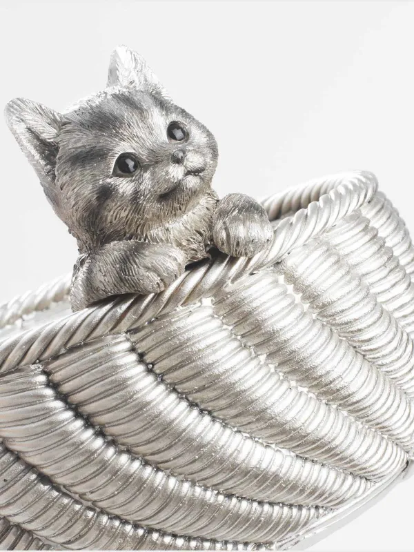 Ваза декоративная, 17х13 см, Котенок в корзине, Cat, image-3