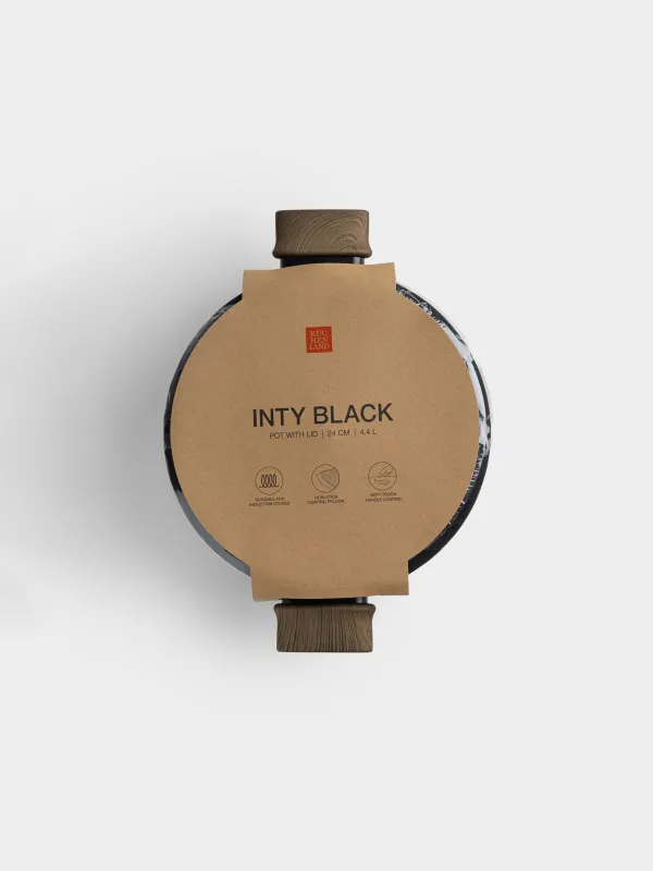Кастрюля, 24 см, 4,4 л, с крышкой, с покрытием, алюминий, черная, Inty black, image-4