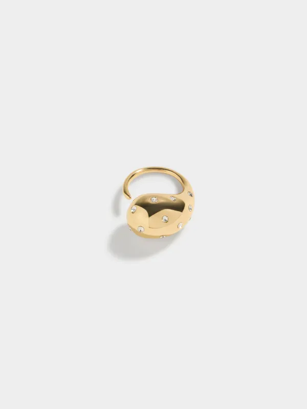 Кольцо, 2 см, единый размер, металл/стекло, золотистое, Jewelry, image-1