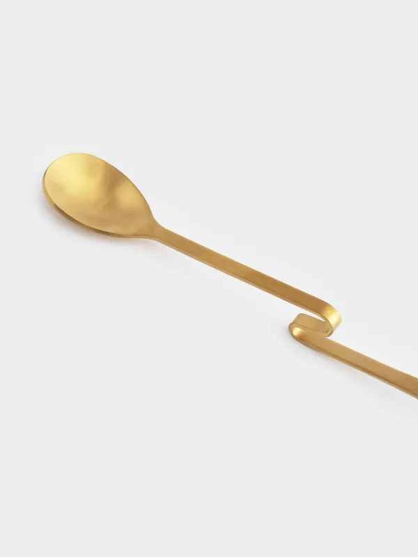 Ложка чайная, 20 см, с изогнутой ручкой, сталь, золотистая, Classic gold, image-3
