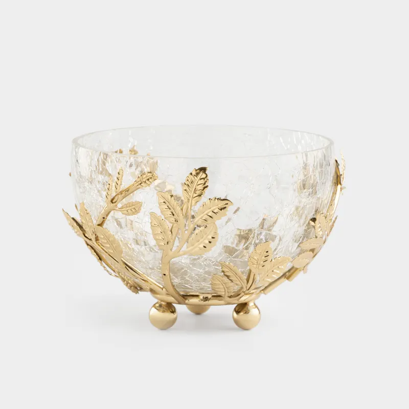 Блюдо глубокое, 16х8 см, на подставке, Листья, Fantastic gold