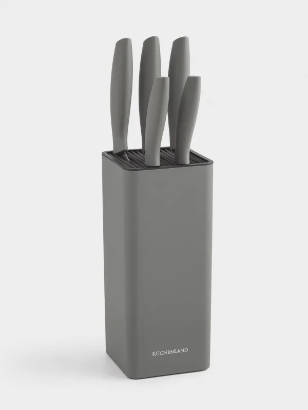 Набор ножей, 5 предметов, в подставке, Grey steel, image-0
