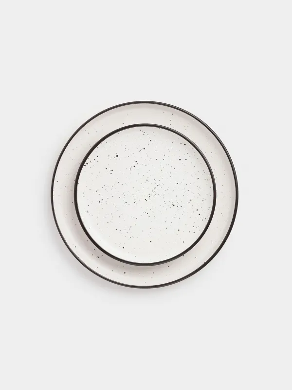 Сервиз обеденный, с черным кантом, белый, Speckled black, image-2