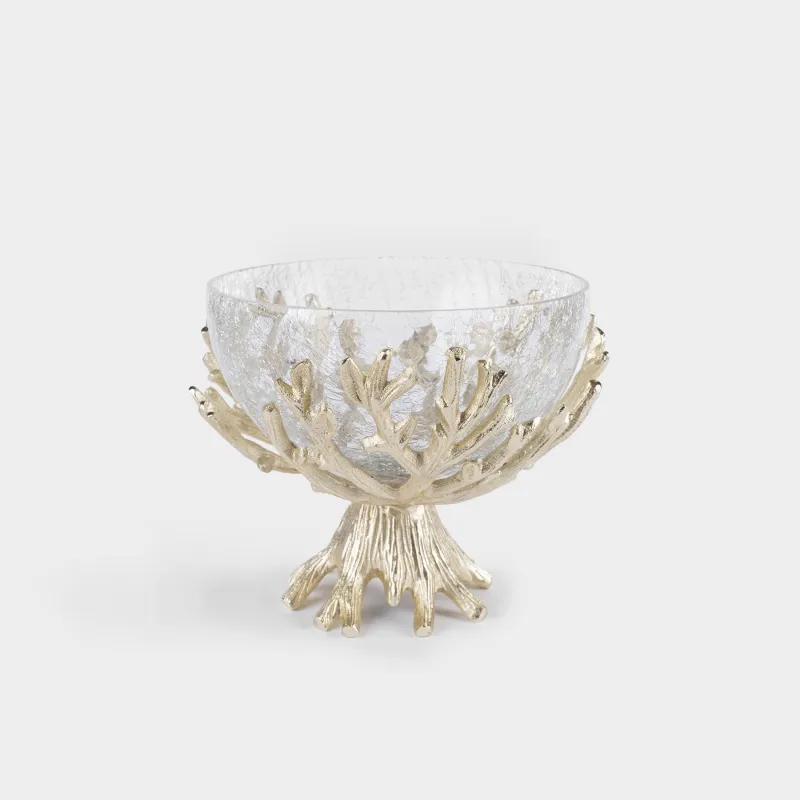 Ваза для фруктов, 20х17 см, на ножке, Кракелюр, Fantastic gold