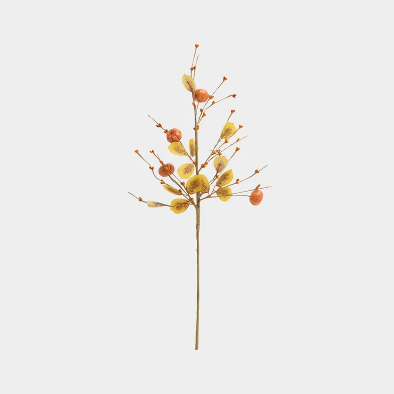 Ветка декоративная, 60 см, Тыквы с ягодами, Forest symphony decor