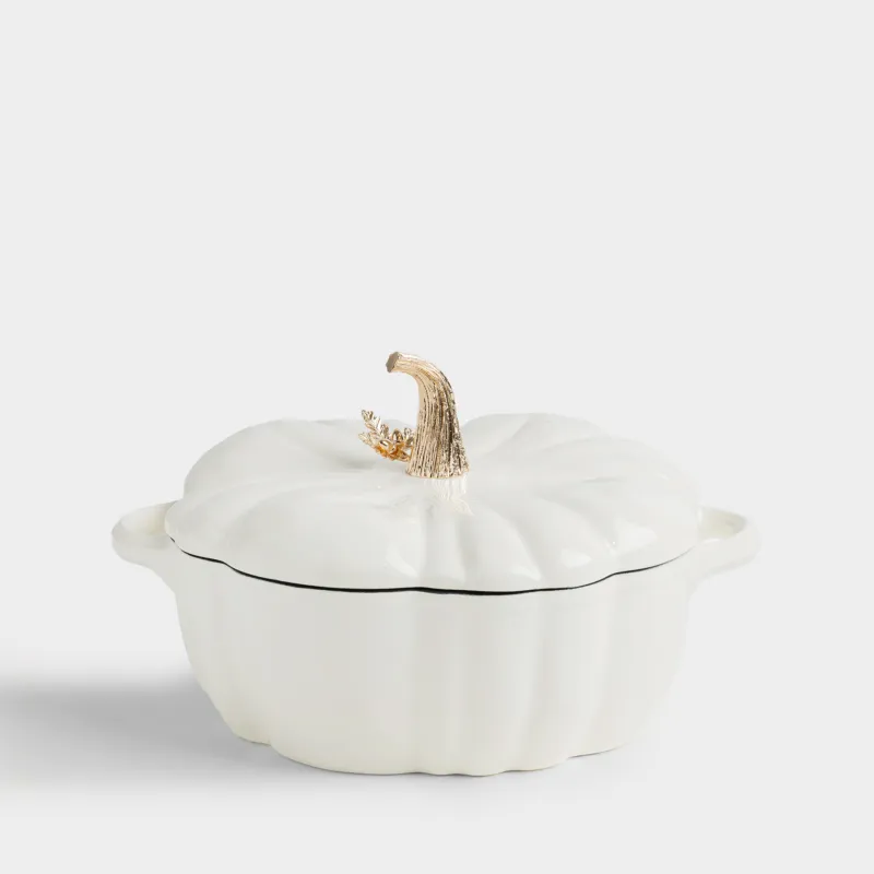 Казан, 24 см, 2,7 л, с крышкой, чугун, молочный, Тыква, Gourd