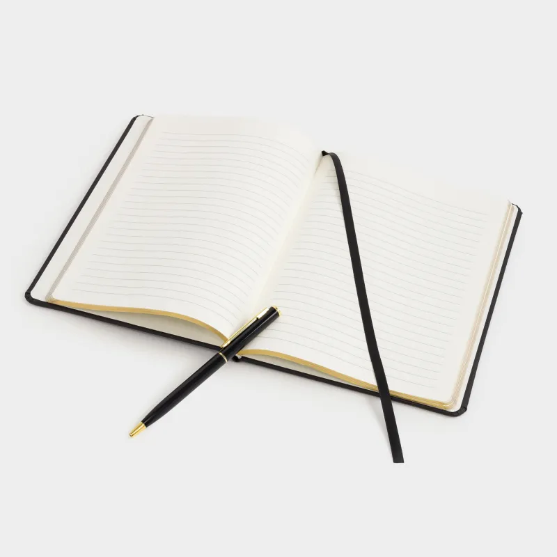Блокнот для записей, 15х20 см, 80 л, с ручкой, черный, Stationery black, image-3