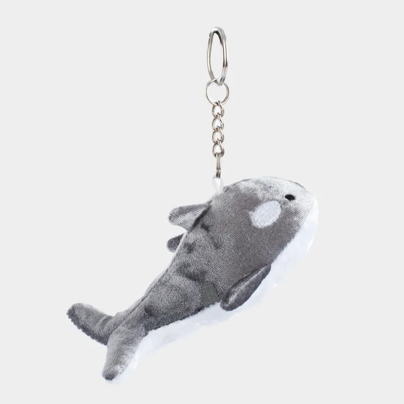 Брелок, 14 см, мягкий, полиэстер/металл, бело-серый, Касатка, Aquatic animals
