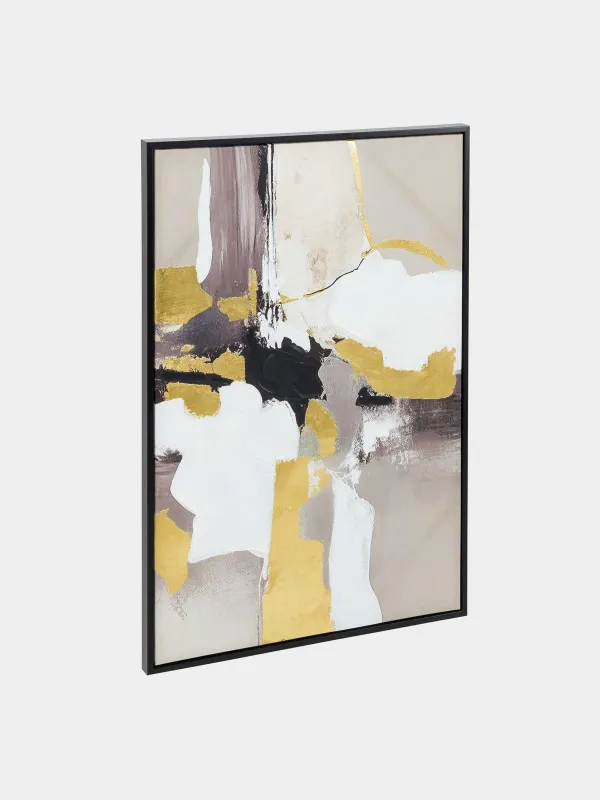 Картина в раме, 80х120 см, холст, золотисто-серая, Абстракция, Abstract, image-1