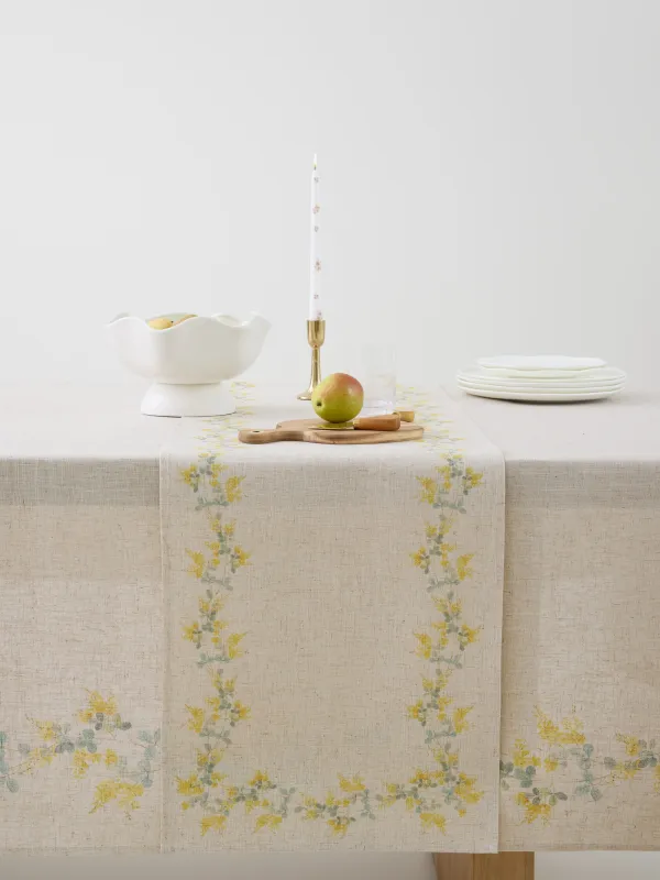 Дорожка настольная, 40х160 см, Мимоза, Mimosa flowers, image-2