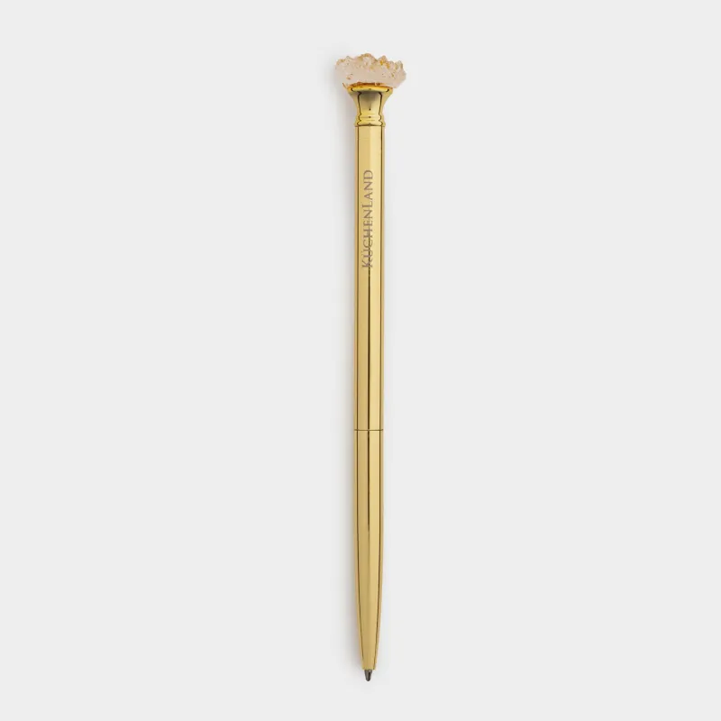 Ручка шариковая, 16 см, с фигуркой, металл, золотистая, Кристалл золотистый, Draw figure