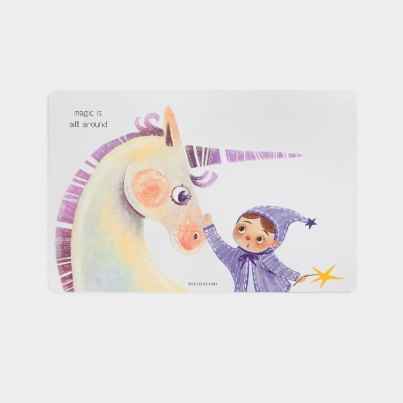 Салфетка под приборы, 28х43 см, пластик, прямоугольная, белая, Единорог, Unicorn