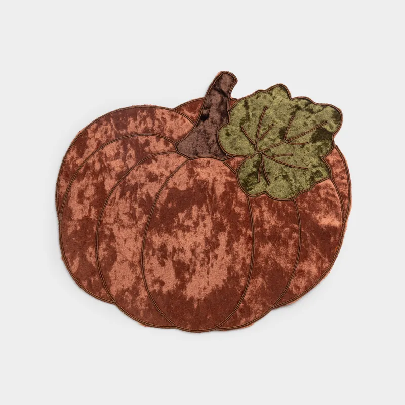 Салфетка под приборы, 37х38 см, бархат, фигурная, оранжевая, Тыква, Velvet form
