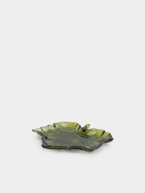 Блюдо, 21х20x2 см, стекло, зеленое, Кленовый лист, Leaves, image-3