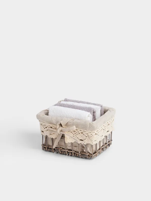 Полотенце, 30х30 см, 4 шт, в корзине, Basket towel, image-1