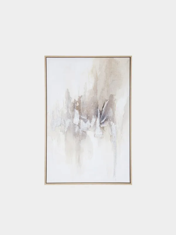 Картина в раме, 93х62 см, холст, бежево-серая, Штрихи, Abstract, image-0