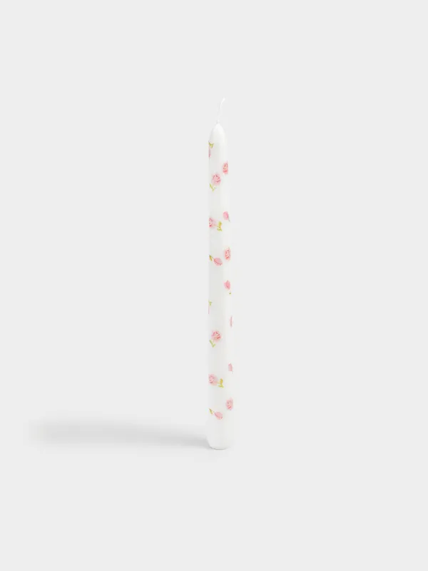 Свеча, 25 см, тонкая, Цветы, Print candle, image-0