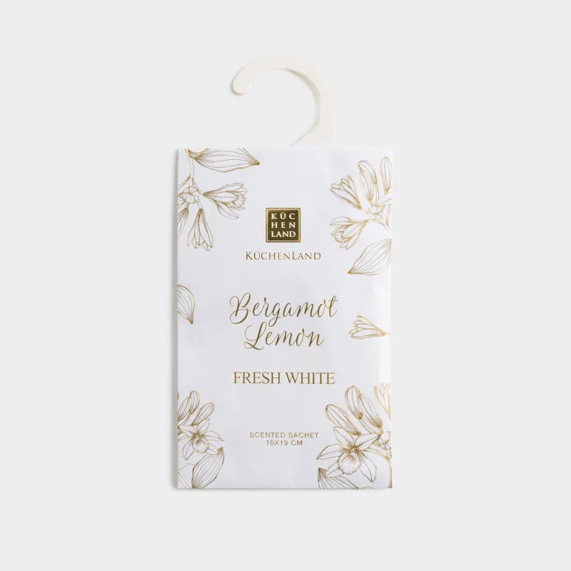 Саше ароматическое, 10х19 см, подвесное, Bergamot Lemon, Fresh white