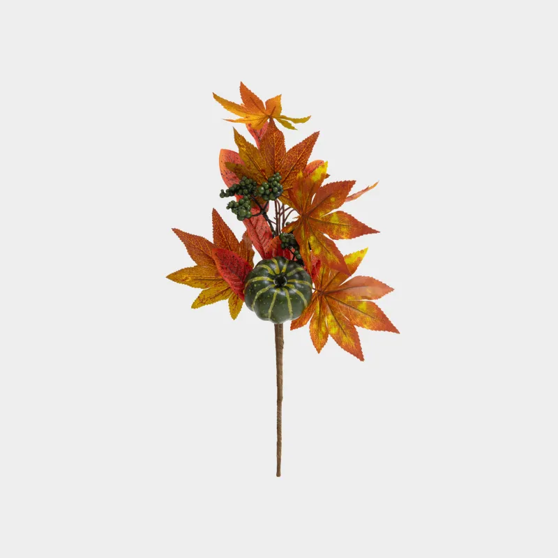 Ветка декоративная, 50 см, Зеленая тыква с ягодами, Forest symphony decor