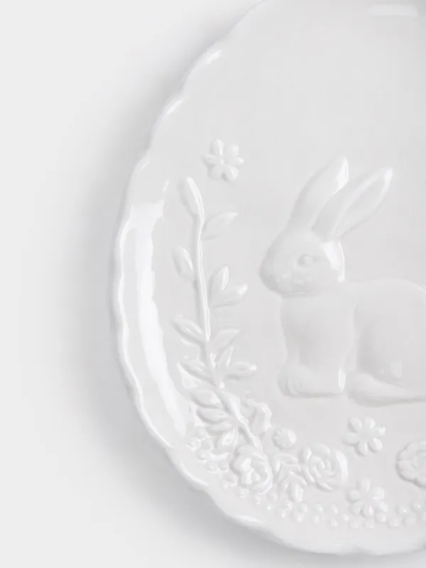 Блюдо, 20х18 см, Яйцо, Кролик с цветами, Rabbit pattern, image-1