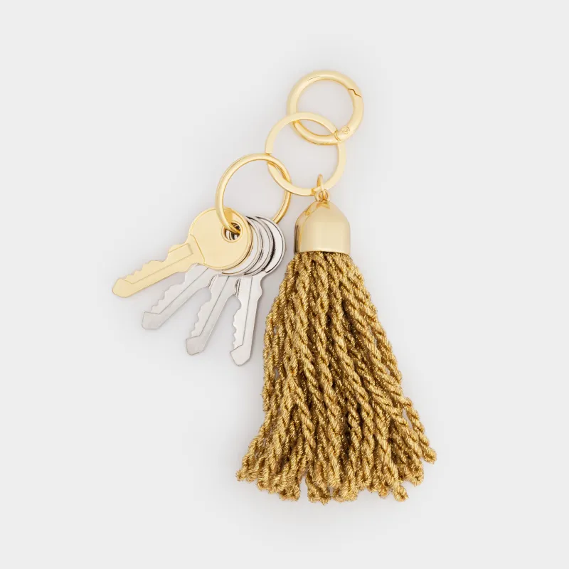 Брелок, 13 см, металл/полиэстер, золотистый, Кисточка, Keychain