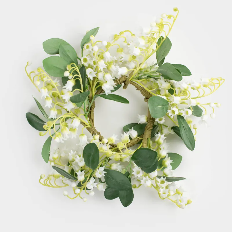 Венок декоративный, 26 см, Белые ландыши, May-lily, image-0