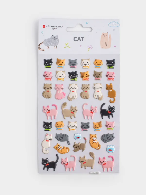 Набор наклеек, 40 шт, одноразовые, Котики, Cat, image-4