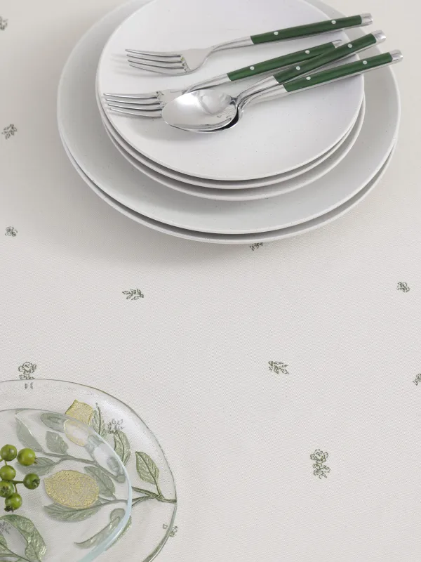 Скатерть, 160х160 см, из жаккарда, Зеленые цветы, Green flowers, image-4