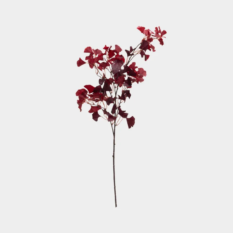 Ветка декоративная, 1 м, пластик/полиэстер, Бордовый гинкго билоба, Leafs decor, image-0