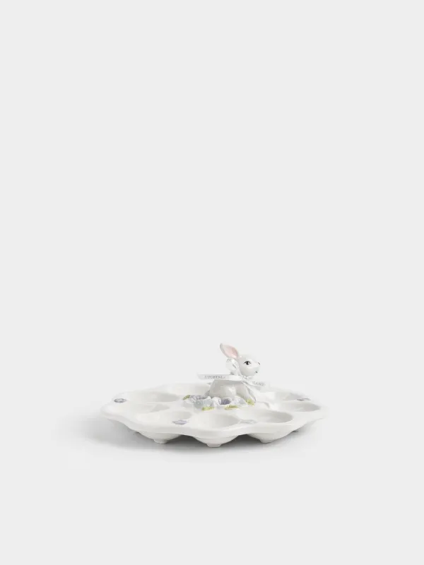 Блюдо пасхальное, 22x9 см, 9 отделений, Кролик в цветах, Easter, image-0