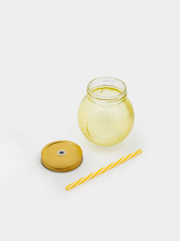 Банка для напитков, 450 мл, с трубочкой, Summer drink, image-3