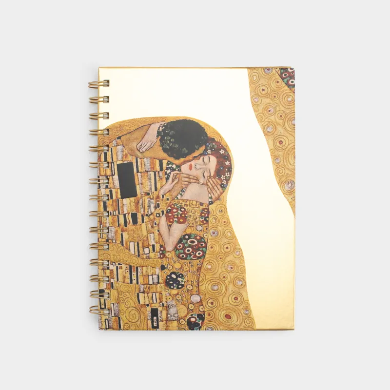 Блокнот для записей, 15x21 см, 80 л, на кольцах, картон, Поцелуй, Климт, Art поцелуй