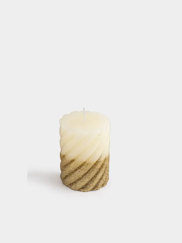 Свеча, 8х10 см, цилиндрическая, с блестками, Spiral shape, image-0