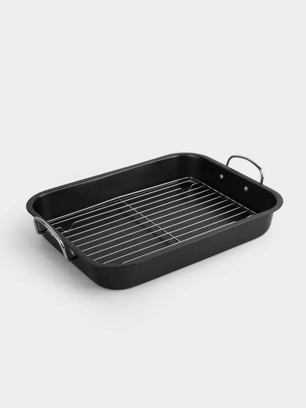 Противень для запекания, 37х29 см, с ручками и решеткой, BBQ, image-4