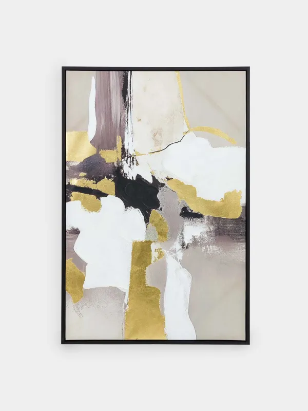 Картина в раме, 80х120 см, холст, золотисто-серая, Абстракция, Abstract, image-0