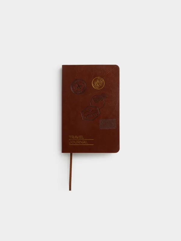 Блокнот для записей, 9х14 см, 80 л, полиуретан, коричневый, Travel journal, Stationery travel, image-0