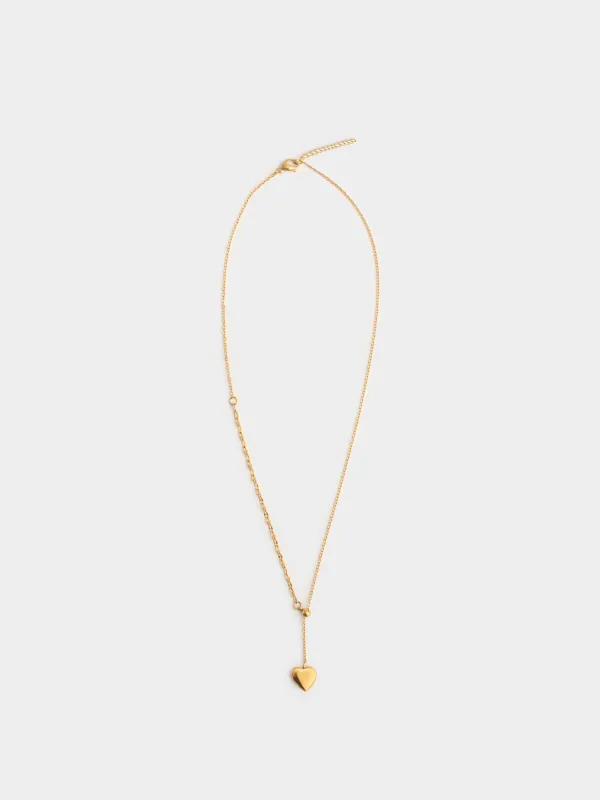 Цепочка, 50 см, с подвеской, сталь, золотистая, Сердце, Jewelry heart, image-0