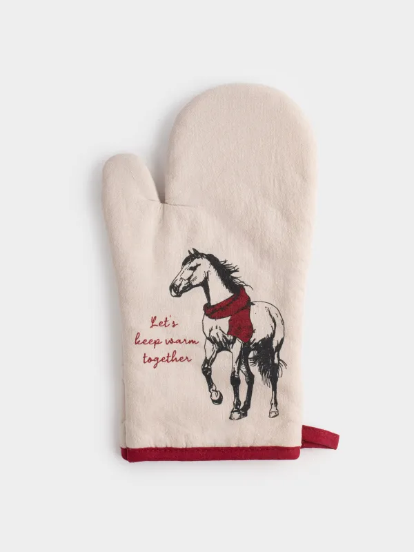 Прихватка-варежка, 18x30 см, хлопок, Horse in scarf, image-0